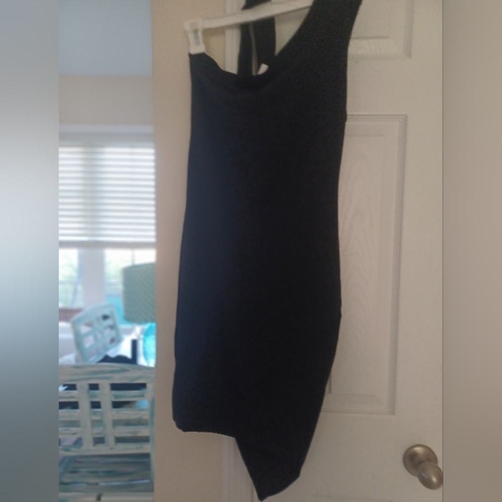 PRETTYGARDEN Sleeveless one bare shoulder Dress little black dress - Picture 8 of 10